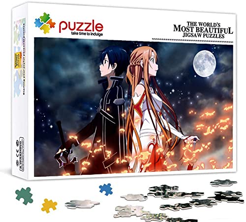 Puzzle Anime Sword Art Online, Puzzle 1000 Piezas para Adultos, Rompecabezas de Niños Rompecabezas Desafiantes Y Difíciles para Adultos Y Adolescentes. 70X50cm