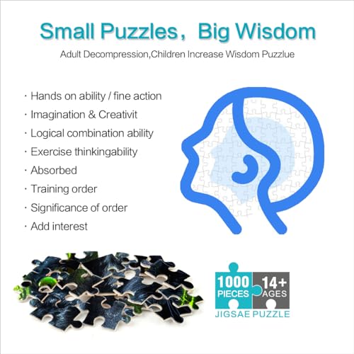 Puzzle de 1000 piezas para adultos, niños, pantera verde, magia, rompecabezas, rompecabezas circulares, 67,5 x 67,5 cm