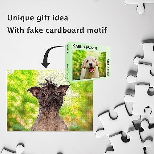 Puzzle de Broma Regalo Perrito/Perro - Puzzle de 1000 Piezas con Falso Motivo de cartón como Idea de Regalo o artículo de Broma Divertido