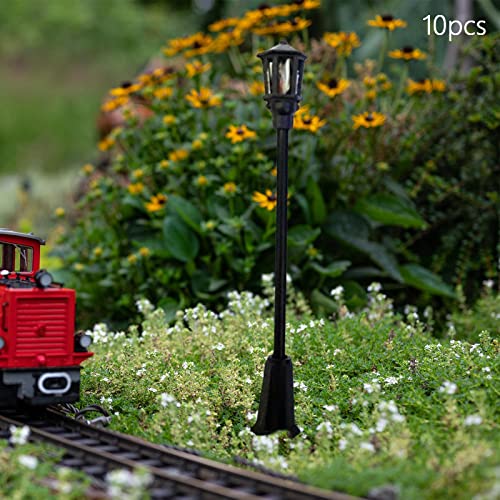 Qianly 10x modelo de lámparas de ferrocarril escala HO diseño de construcción jardín farolas farola tren lámpara calle Lgihts paisaje de tren, luz de la calle