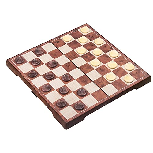 Qlisytpps Juego de ajedrez magnético de viaje y juego de mesa de corrientes de aire 2 en 1, juego de ajedrez y damas con tablero plegable portátil para niños y adultos (31,2 cm x 31,2 cm)