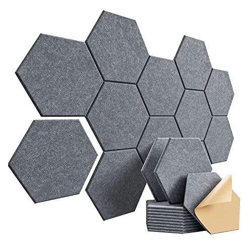 QWAMBVZE 1 juego de acústicas de espuma acústica autoadhesiva para reducir el ruido y eliminar los ecos hexagonales, Drak Grey