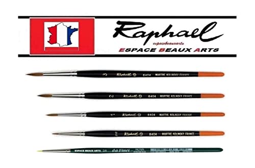 Raphael Brush Series 8404, kolinsky Red Sable Brush, Juego de 4 Piezas, tamaño 2/0, 1, 2, 3. (Raphael Francia)