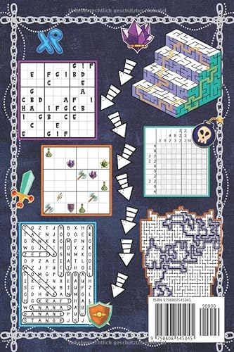 Rätselblock für Kinder ab 9: Wortsuche, Kreuzworträtsel, Denkrätsel, Kryptogramme, Schüttelwörter, Labyrinthe, fehlende Buchstaben, Sudoku, Logikrätsel
