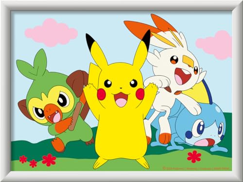 Ravensburger, CreArt Junior Series Pokémon, Kit de Pintura por Números, con 2 Tableros Preimpresos y Pincel, Juego Creativo, 5+ años