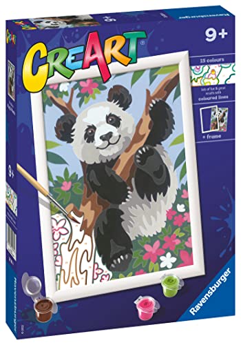 Ravensburger - CreArt Serie D: Panda, Kit para Pintar por Números, Contiene una Tabla Preimpresa, un Pincel, Colores y Accesorios, Juego Creativo para Niños y Niñas 9+ Años, Multicolor, 20261