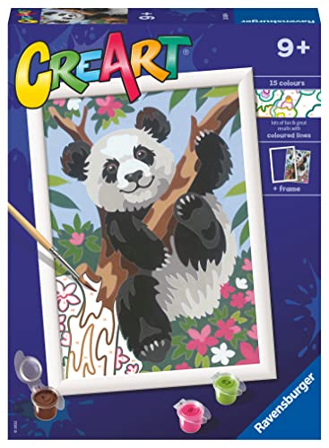 Ravensburger - CreArt Serie D: Panda, Kit para Pintar por Números, Contiene una Tabla Preimpresa, un Pincel, Colores y Accesorios, Juego Creativo para Niños y Niñas 9+ Años, Multicolor, 20261