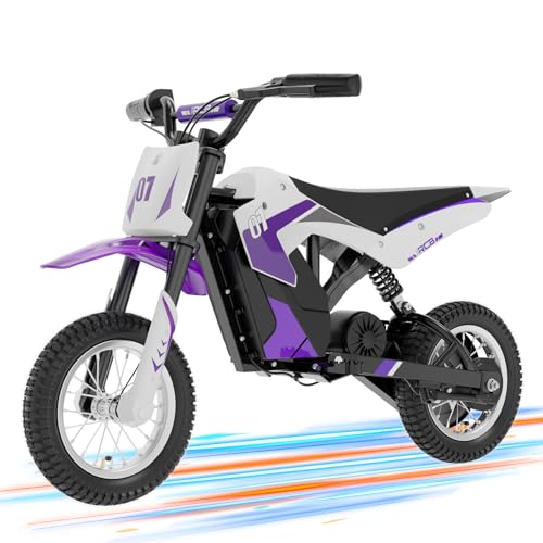 RCB TECH Moto Eléctrica Infantil,3 Modos de Velocidad, máx 25km/h, Autonomía máxima 15KM, Neumáticos de 12 Pulgadas, Bicicleta de Motocross para niños de 3-12 años
