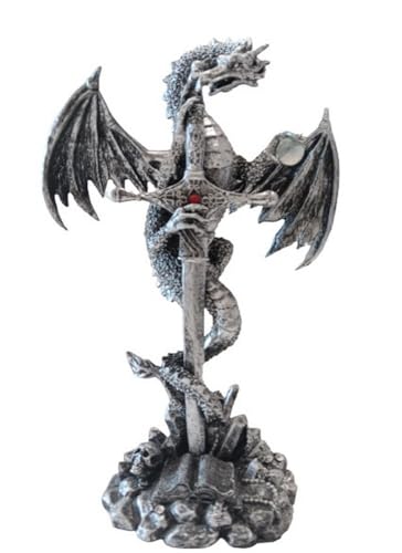 Reproducción Heroic Fantasy Dragón Plata Espada Base 25/17/5 cm