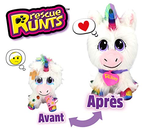 Rescue Runts, Peluche de Unicornio para Adoptar, Juguete Veterinario, Rainbow, 3 años y más