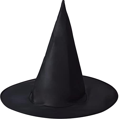 Retoo Sombrero de bruja grande para mujer, color negro, sombrero de bruja de bruja de bruja para hombres y mujeres, disfraz de bruja para cosplay, sombrero de encaje de ala ancha