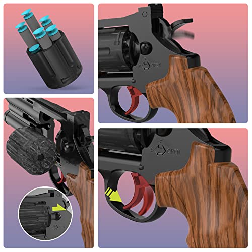 Revolver Toy Foam Blaster Soft Bullet Toy Gun Foam Dart Toy Pistol Modelo con 24 Dardos Beam, Cilindro para Niños Adolescentes Adultos