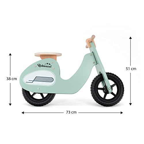 ROBINCOOL Moto Infantil Sin Pedales Montessori Motorbike 73x27x51 cm Correpasillos Que Aumenta el Equilibrio y la Coordinación de Madera Ecológica Color Verde