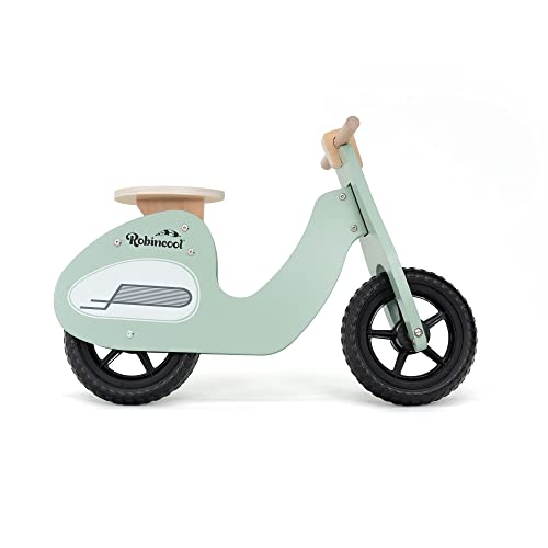 ROBINCOOL Moto Infantil Sin Pedales Montessori Motorbike 73x27x51 cm Correpasillos Que Aumenta el Equilibrio y la Coordinación de Madera Ecológica Color Verde