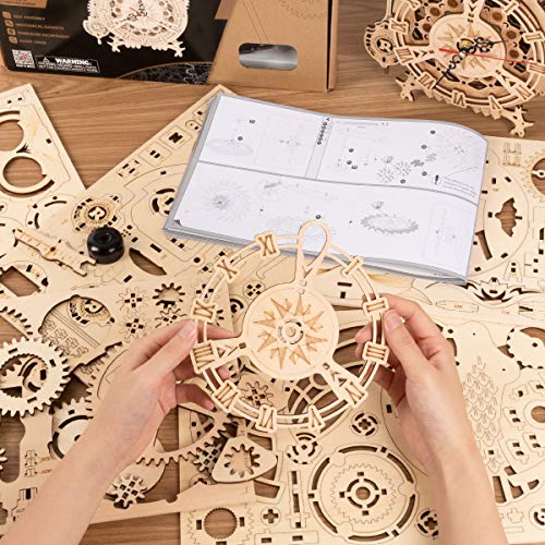 ROKR - Kit de reloj de pared de búho de madera en 3D para construir para adultos, regalo para la decoración del hogar (LK503)