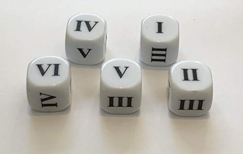 Roman Numeral Dice: Small Numbers 16mm (Pack of 5)