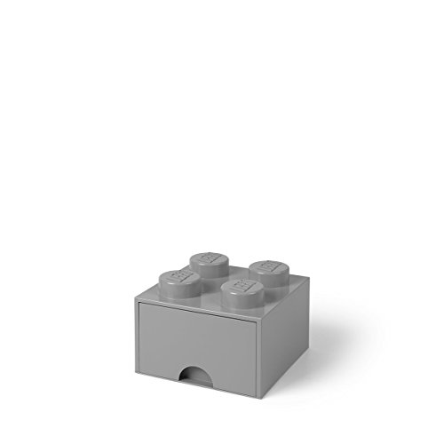 Room Copenhagen 4005 Lego Ladrillo 4 pomos, 1 cajón, Caja de almacenaje apilable, 4,7 l, Gris (Stone Grey), 20 x 18 x 15 cm