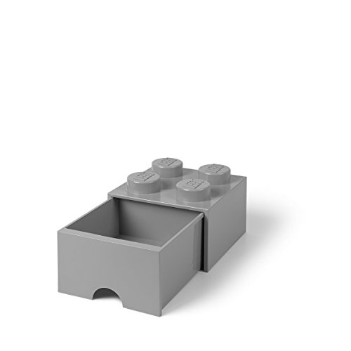 Room Copenhagen 4005 Lego Ladrillo 4 pomos, 1 cajón, Caja de almacenaje apilable, 4,7 l, Gris (Stone Grey), 20 x 18 x 15 cm