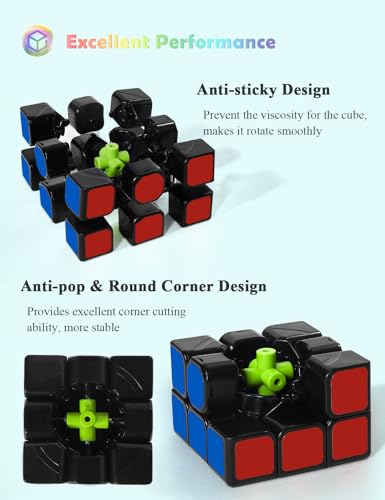 ROXENDA Speed Cube Set, Cubos de Velocidad 2X2 3X3 Speed Cube Originale Cubo Mágico con Instrucción