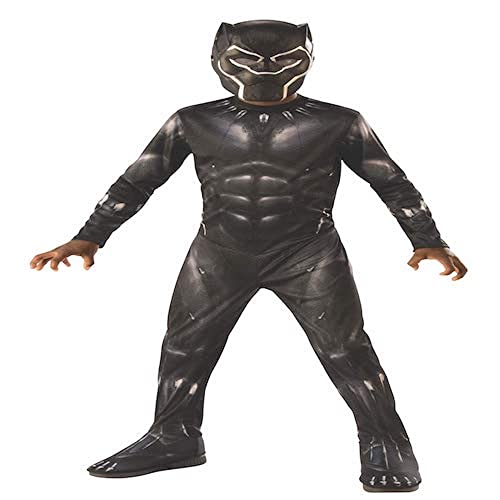 Rubies Disfraz Black Panther Classic Endgame para niños y niñas, Jumpsuit impreso con cubrebotas y máscara moldeada, Oficial Marvel para Navidad, Carnaval, Fiestas y Halloween