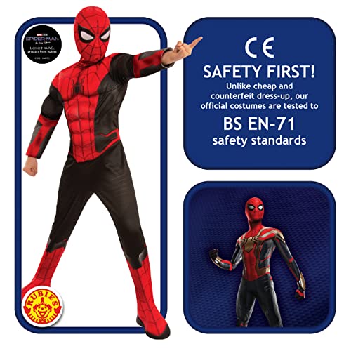Rubies Disfraz oficial de Marvel Spider-Man No Way Home para niños, color negro y rojo, vestido de superhéroe para niños, Size L / 7-8 Years