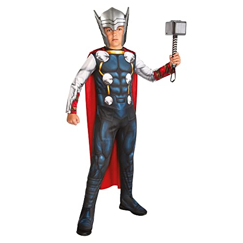 Rubies Disfraz Thor Classic, Marvel, Avengers, Talla L, 9-10 años, para niños (702031-L) & Martillo Thor para niños y niñas, Oficial Marvel Avengers, para completar tu disfraz, cumpleaños y carnaval