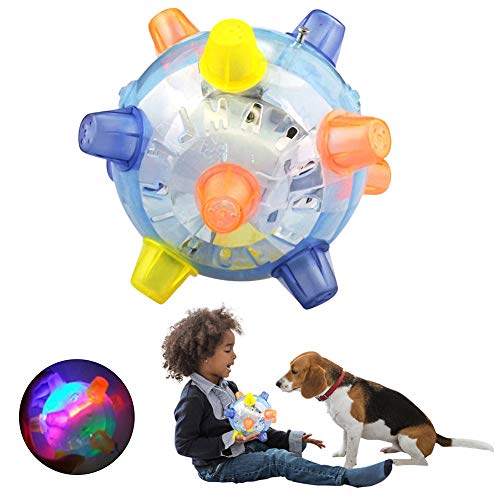 Ruixin Juguete de bola de baile – LED intermitente salto bola de activación para perros, gato y perro, juguete de salto, bola de baile, apto para interiores y exteriores, jardines, parques (12 cm)