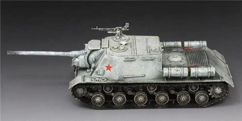 S-MODEL WWII Soviética Rusa ISU-122 pistola autopropulsada invierno librea con vitrina 1/72 ABS Tanque Pre-construido Modelo