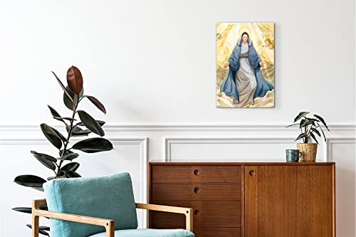 SacroArte 40x60 cm Imagen Fotografía Pintura Sobre Vidrio - Ascensión de la Virgen María