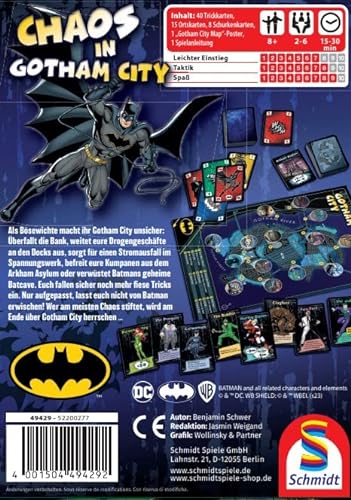Schmidt Spiele 49429 Batman Caos in Gotham Juego de Cartas Normal