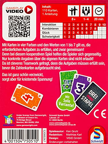 Schmidt Spiele 75051 Tippi Toppi - Juego de Cartas Familiar, Multicolor