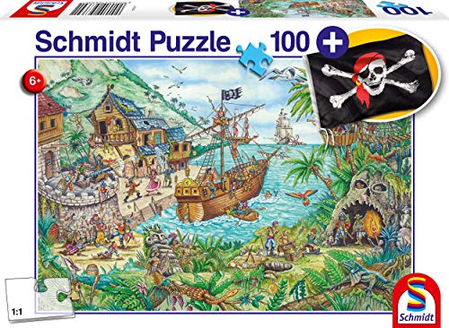 Schmidt Spiele Rompecabezas Infantil de 100 Piezas con Bandera Pirata, Multicolor (56330)