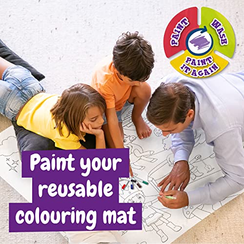 Science4you-Alfombra de Colorear Mundo Magico Mantel Lavable Juguetes Dibujar y Pintar con 7 Rotuladores de Colores, Juegos Educativos para Niños 3+ Años, Multicolor (Sccience4you 80002802)