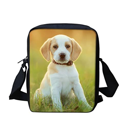 SCRAWLGOD Bolsas de mensajero escolar pequeñas para niños y niñas, bolsa cruzada de viaje liviana con correa para el hombro, Bonito cachorro de beagle, Talla única