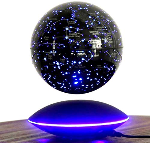 SEESEE.U Globo Flotante Levitación magnética Mapa del Mundo Cambio Luces LED Plataforma Negra 88 Constelaciones para Hombres Regalo de decoración del hogar