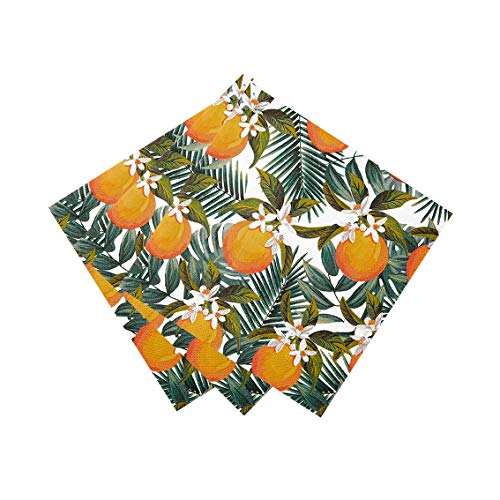 Servilletas de papel con estampado de hojas de palmera tropical naranja, paquete de 20 | Servilletas desechables, Vajilla para cenar, Cumpleaños, Fiesta en el jardín, Picnic, Luau, Decoupage