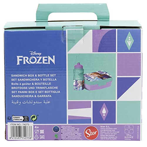 Set de fiambrera rectangular y botella sport de 380 ml de Frozen