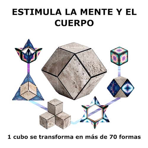 Shashibo Rompecabezas para Niños - Premiado Cubo Magnético Patentado con 36 Imanes de Tierras Raras - Asombroso Rompecabezas 3D – Juguete para Adultos Cubo Shashibo con más de 70 Formas (Moon)