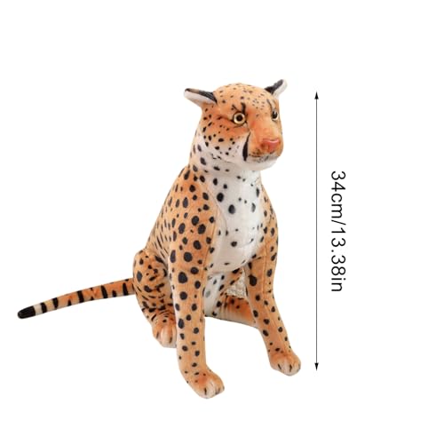 Shenrongtong Peluche de Leopardo Relleno - Juguete de Peluche Suave de Animales de Leopardo de simulación | Regalo Suave y cómodo para compañeros de Juego, compañeros de Escritorio, muñeco guardián