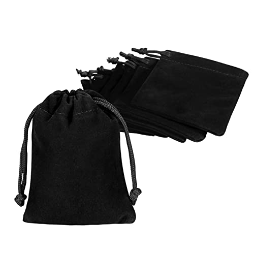 Shintop - 10 bolsas de terciopelo con cordón, bolsas de terciopelo para joyería, envoltorio de regalo, color negro, tamaño 9.8 x 7.1 x 0.6 (cm)