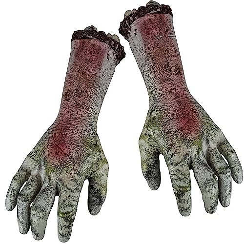 SIFOEL Brazo cortado para Halloween, manos humanas falsas, partes muertas del cuerpo para decoración de Halloween, 2 piezas (gris)