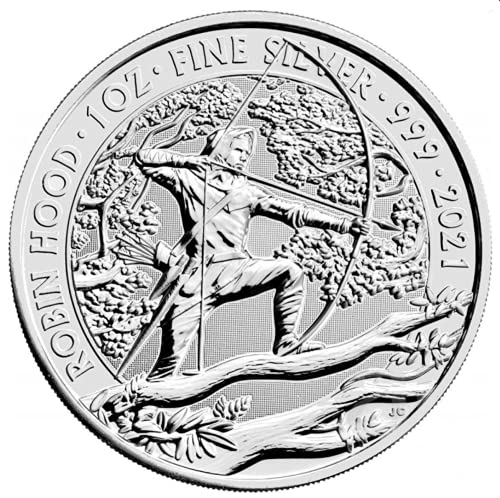 Silvern Metals Moneda de plata de 2021 Myths and Legends Robin Hood de plata de 1 onza 999 en cápsula de faro
