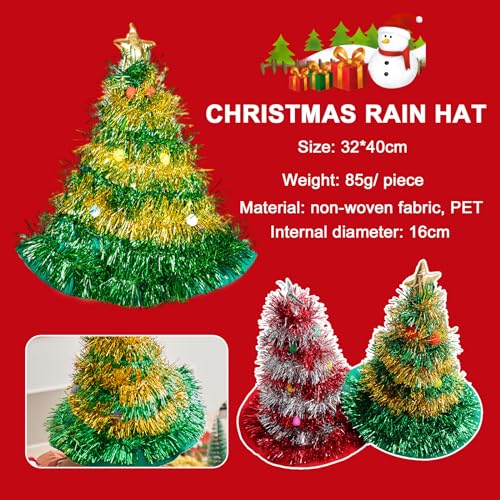 Sipiris dos sombreros de árbol de Navidad con sombreros de fieltro verde de Venus y sombreros decorativos de garlands Damas y caballeros del árbol de navidad, sombreros de papá noel