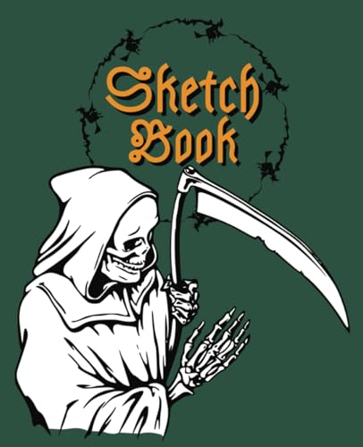 SketchBook: Cool Skeleton with Scythe Halloween or Fall Sketchbook. 7.5 x 9.25 Inch Sketchbook with 110 White Paper Pages to Sketch, Doodle, or Draw. Perfect Halloween or Fall Gift Idea.