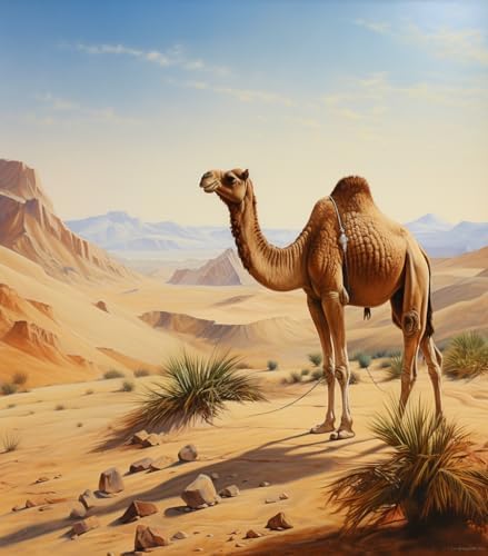 SKMN Kits de pintura por números en lienzo, camello en el desierto, suministros de pinturas al óleo para niños, principiantes, artes y manualidades, decoración del hogar, 40 x 50 cm, sin marco