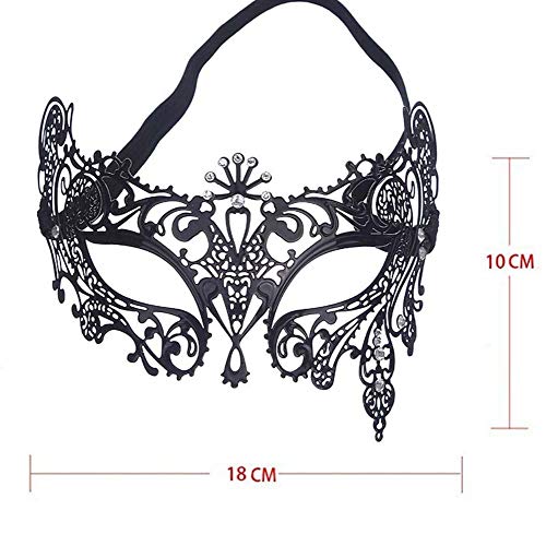 sky tears Mascarada Máscara Sexy Mujer Fashion Cortado con Láser para Metal Partido Cosplay Veneciano Máscara (Negra E)