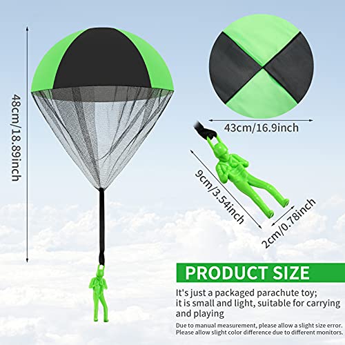 Skylety Soldado de Juguete de Paracaídas Juguetes de Hombre de Ejército de Lanzamiento a Mano Juguete Voladores a Aire Libre sin Enredos (Verde Negro)