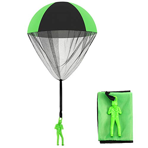 Skylety Soldado de Juguete de Paracaídas Juguetes de Hombre de Ejército de Lanzamiento a Mano Juguete Voladores a Aire Libre sin Enredos (Verde Negro)