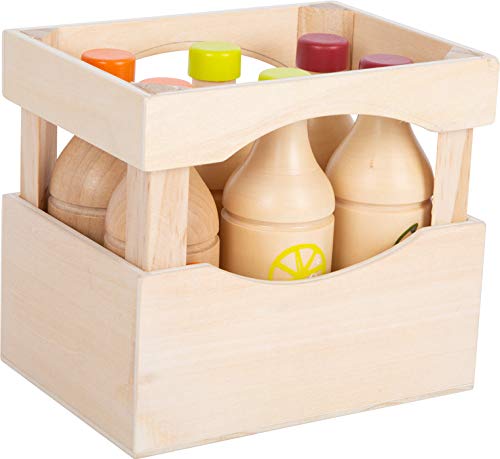 Small Foot Caja de Botellas Fresh, Madera, Acc. para la Tienda Infantil, Juego de rol, a Partir de 3 años, 11739 Toys, Color Naranja