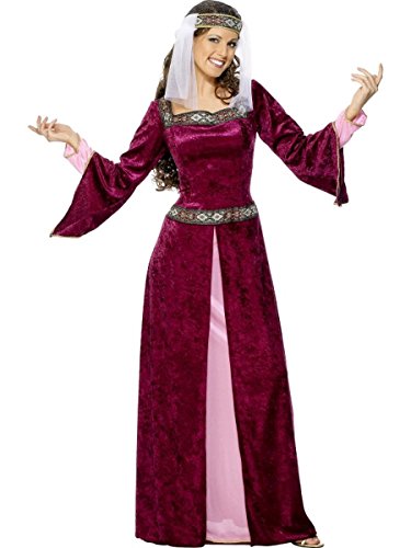 Smiffys-30816X2 Miffy Disfraz de Lady Marion, Color borgoña, con Vestido y Pieza para la Cabeza, XXL-EU Tamaño 52-54 (Smiffy'S 30816X2)
